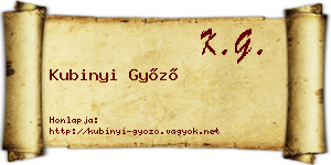 Kubinyi Győző névjegykártya